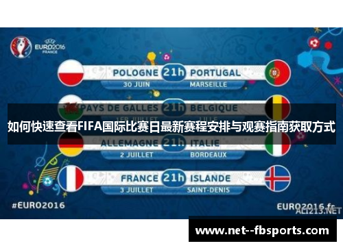 如何快速查看FIFA国际比赛日最新赛程安排与观赛指南获取方式